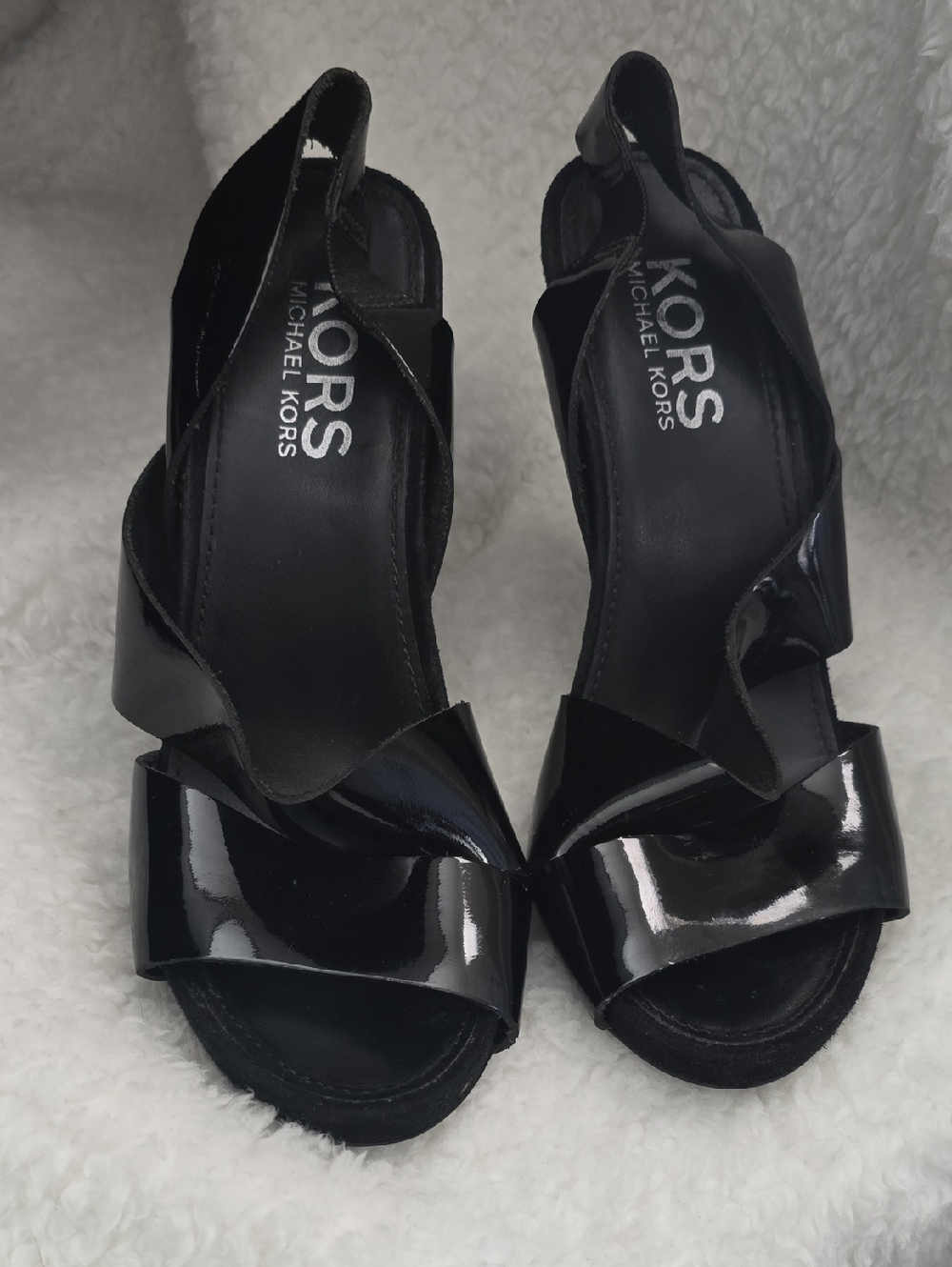 Michael Kors Black Patent Leather Twist Slingback Heels